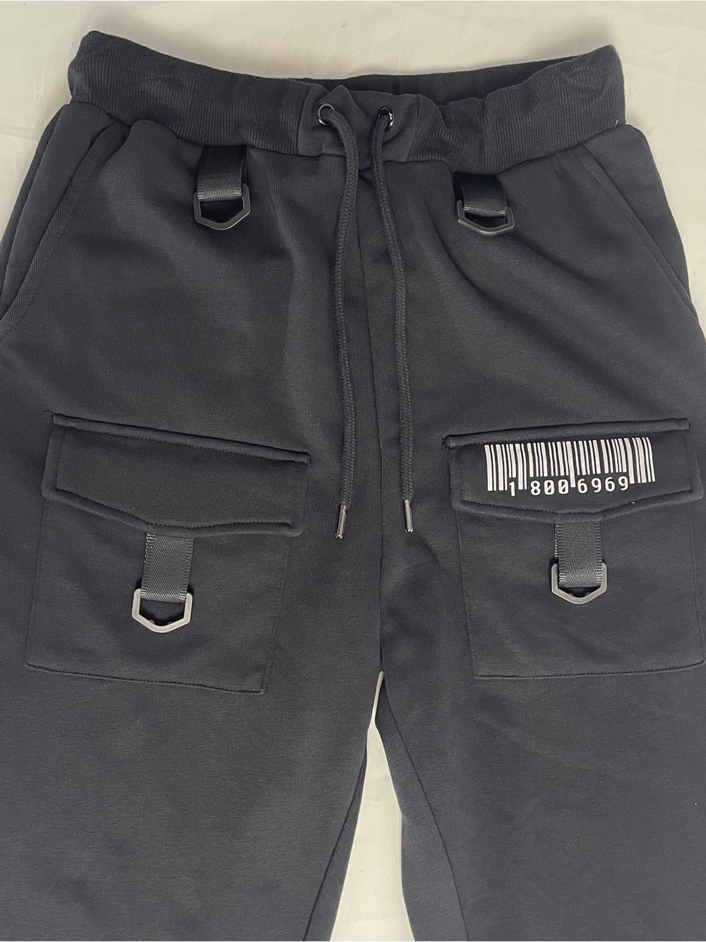Dolls kill women’s Black Cargo Pocket Joggers with Barcode Detail by Club Exx M